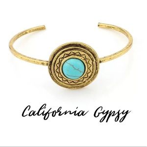 Boho antique Gold turquoise gypsy bracelet